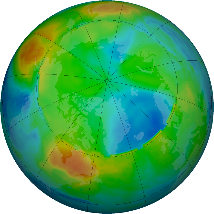 Arctic ozone map for 10 December 1988